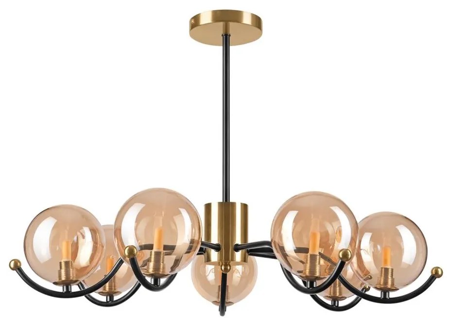 Lamkur Csillá rrúdon GEORGIA 7xE14/5W/230V arany/füstös bézs LA49298