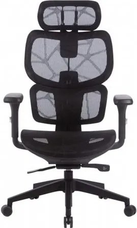Irodai forgószék, hálós ülőlap és háttámla, fekete műanyag lábkereszt, Humantech, fekete (BBSZV429)