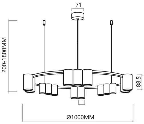 Csillár zsinóron GENESIS 15xGU10/8W/230V fehér