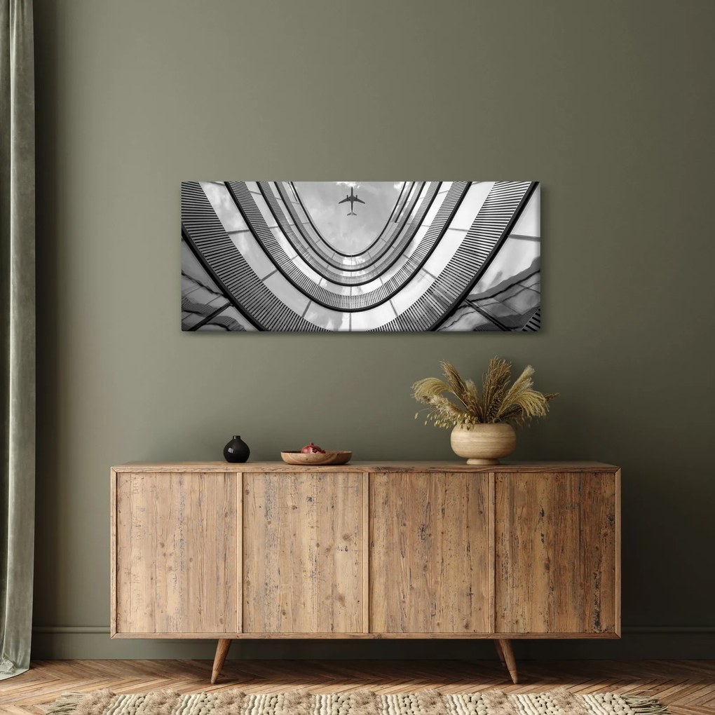 Kép - Repülőgép az épület felett (120x50 cm)