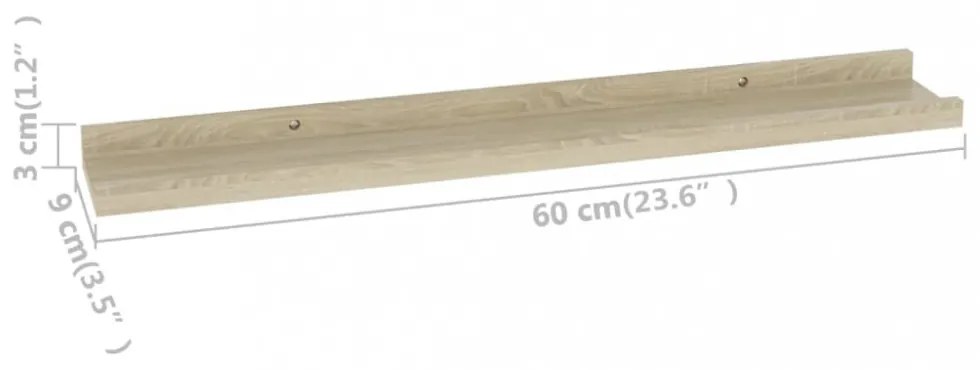 4 db sonoma tölgy színű fali polc 60 x 9 x 3 cm