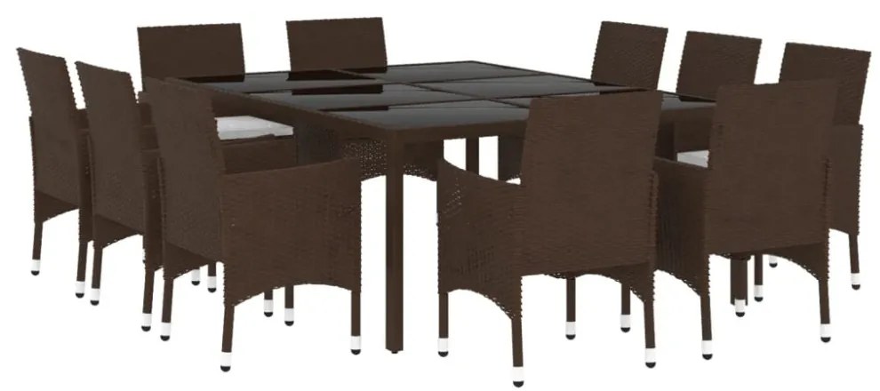 vidaXL 11 részes barna polyrattan kültéri étkezőgarnitúra