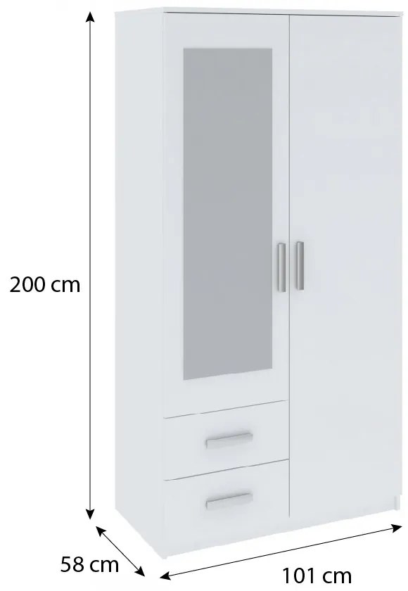 Verdana gardróbszekrény 100cm F 2D2S Fehér N