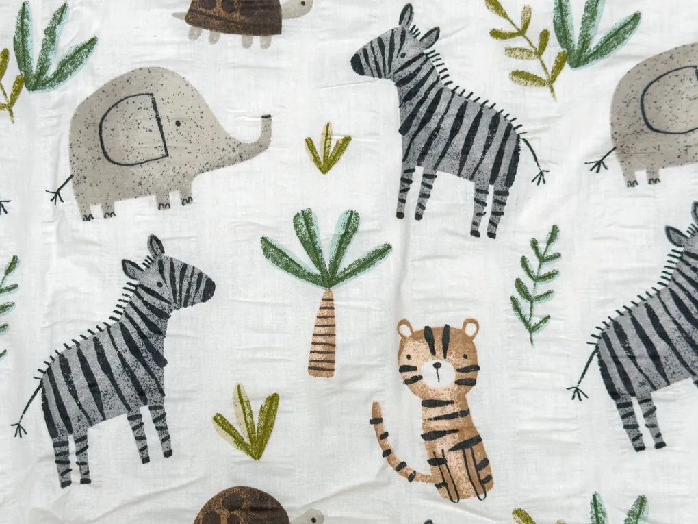 Krepp ágynemű kiságyhoz Renforcé JUNGARI krémszínű Ágyneműhuzat mérete: 45 x 65 cm | 90 x 140 cm