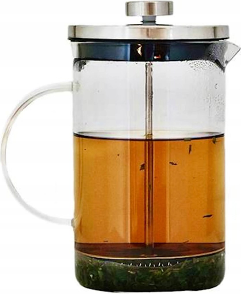 Dugattyús Üveg Teafőző Kancsó 0,8 L-es Szűrővel