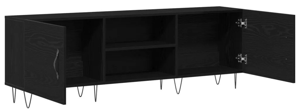 TV Szekrény Fekete Tölgy 150x30x50 cm Műanyag Fa