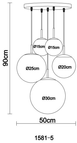 GLOBO 1581-5 - BALLA mennyezeti lámpa 5xE27/60W
