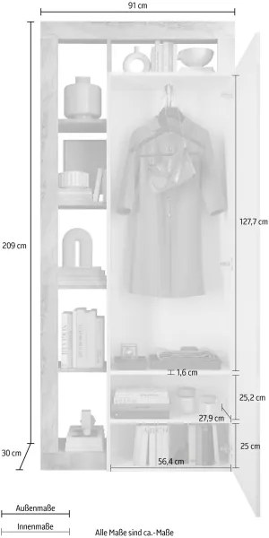 Gardróbszekrény LENOR 91x209 cm fehér/barna