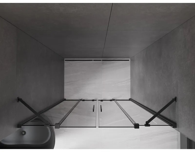 Mexen Velar Duo, tolózuhanyajtó nyitáshoz 160 cm, 8 mm szürke üveg, polírozott grafit, 871-160-000-42-95