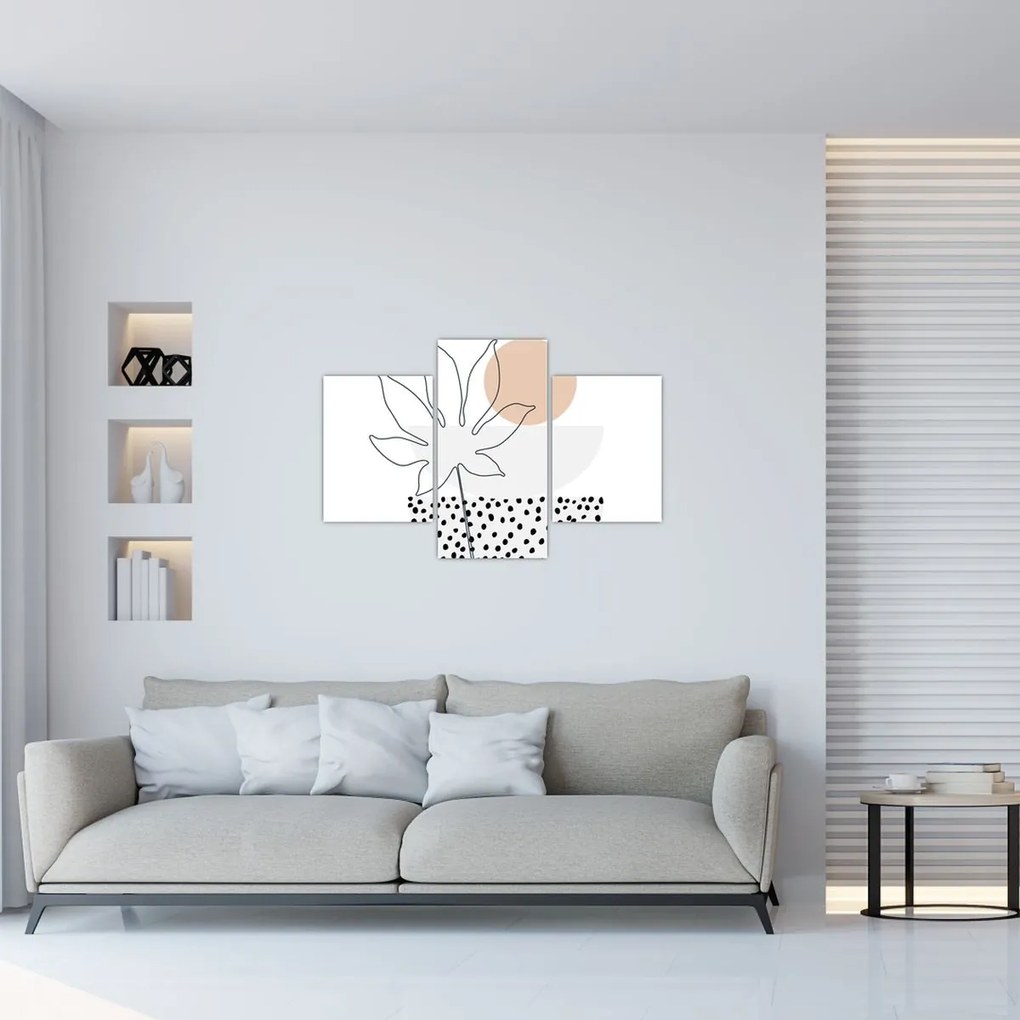 Kép - Vonal művészet virágok N⁰3 (90x60 cm)