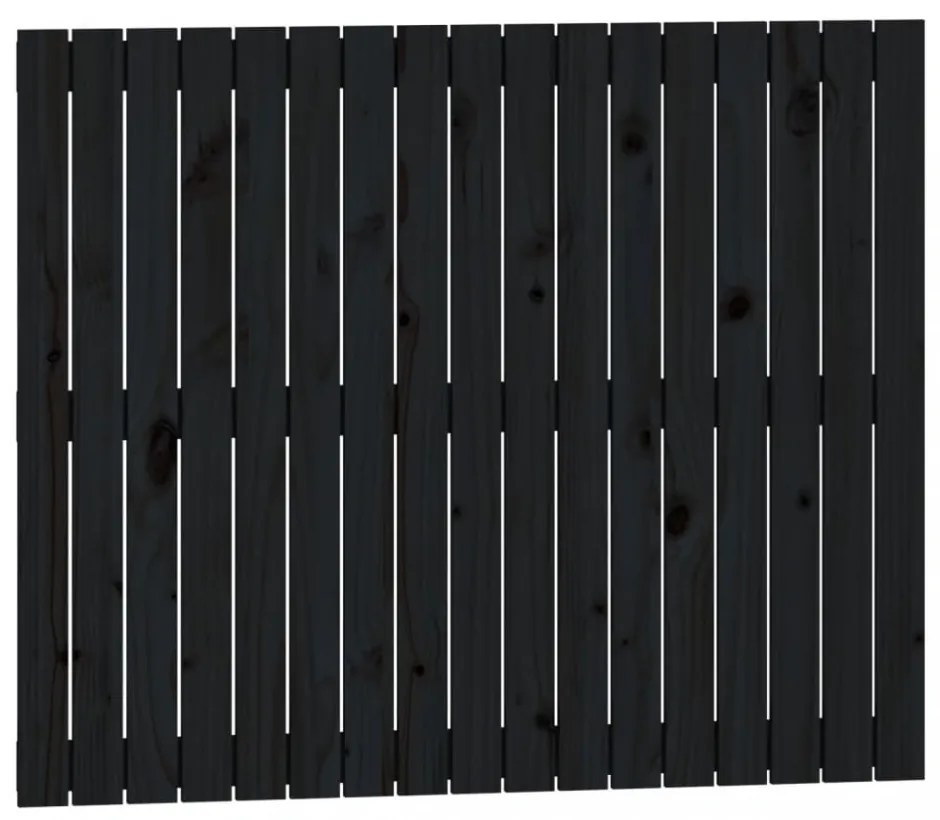 fekete tömör fenyőfa fali fejtámla 108x3x90 cm