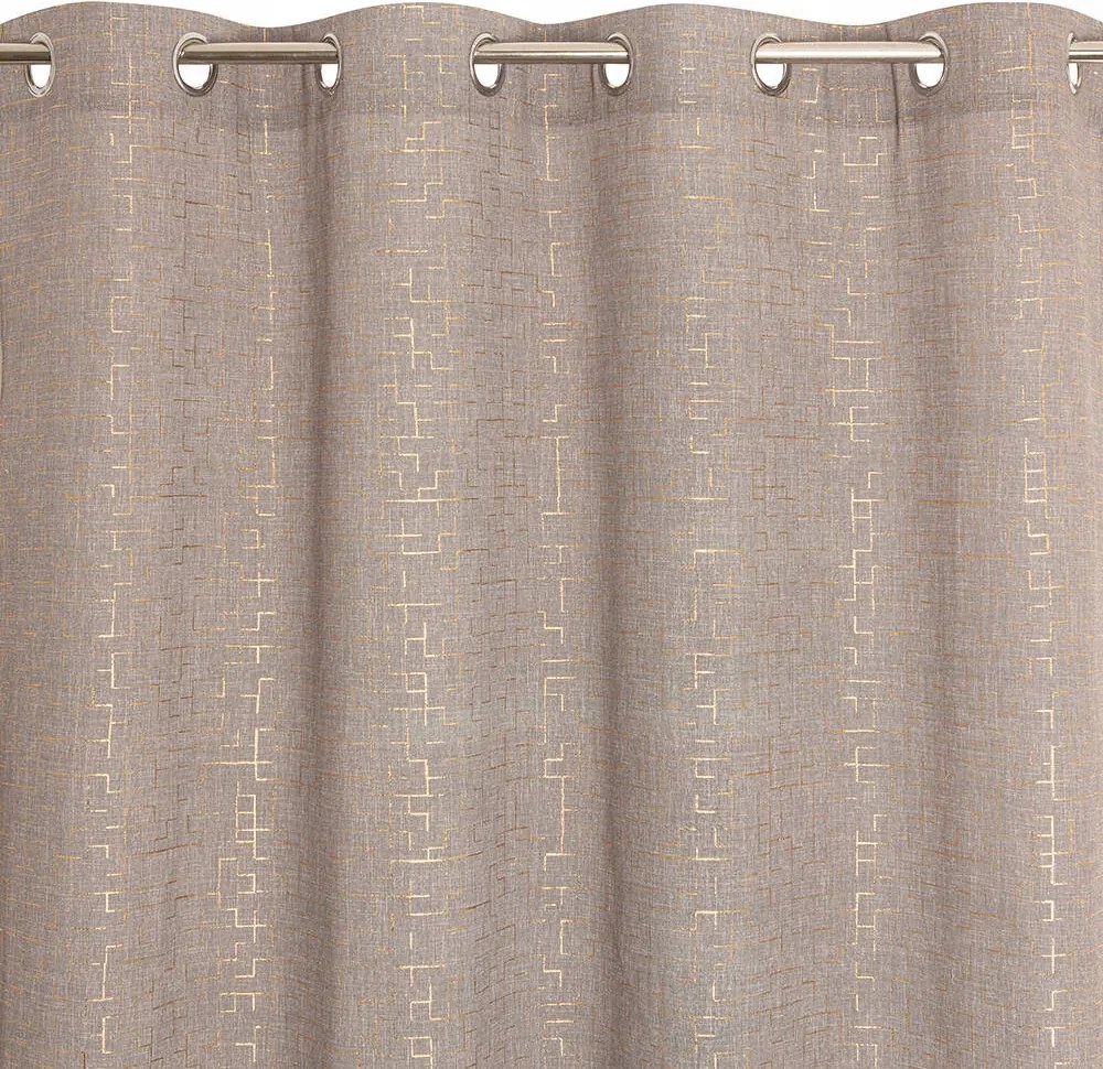 Függöny Gia bézs polipamut kész függöny átvezető kerekek 135x24