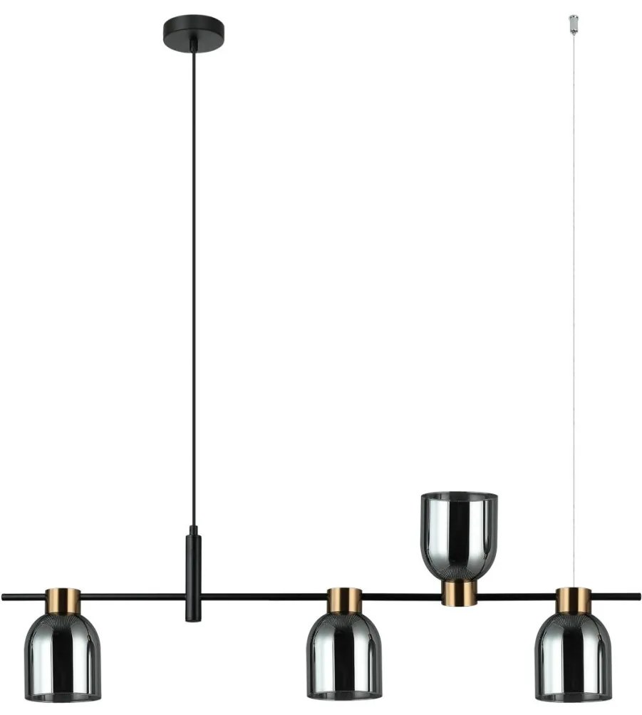 ITALUX PND-66892-4-BK-SG SERVIO Többágú Függesztett Lámpa Fekete, Füstös E14 IP20
