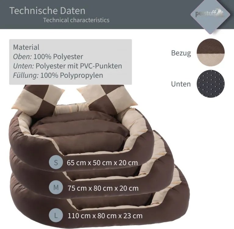 PESTUFF Kutyafekhely 65 x 50 x 20 cm krém/barna