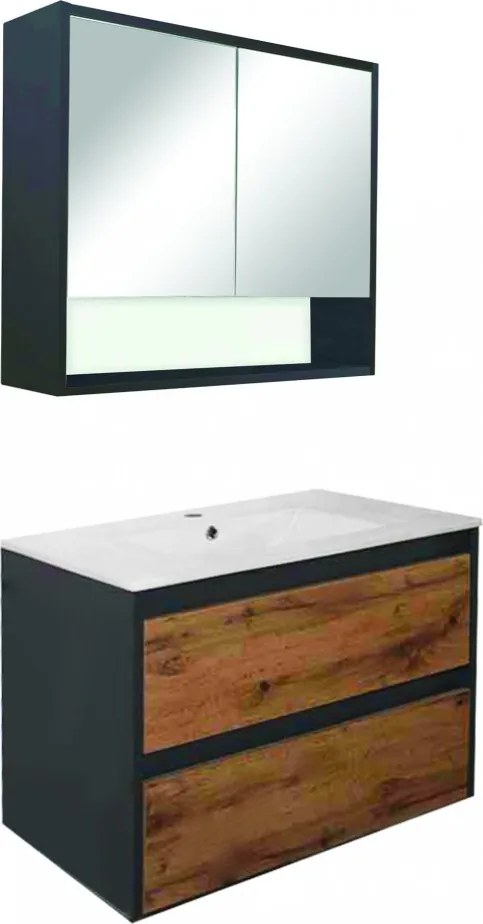 Porto 80 komplett fürdőszoba bútor antracit-country tölgy színben