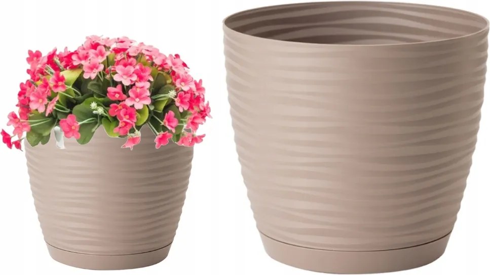 Virágtartó állvány dekoratív bézs 12,7x11,8cm kerek műanyag