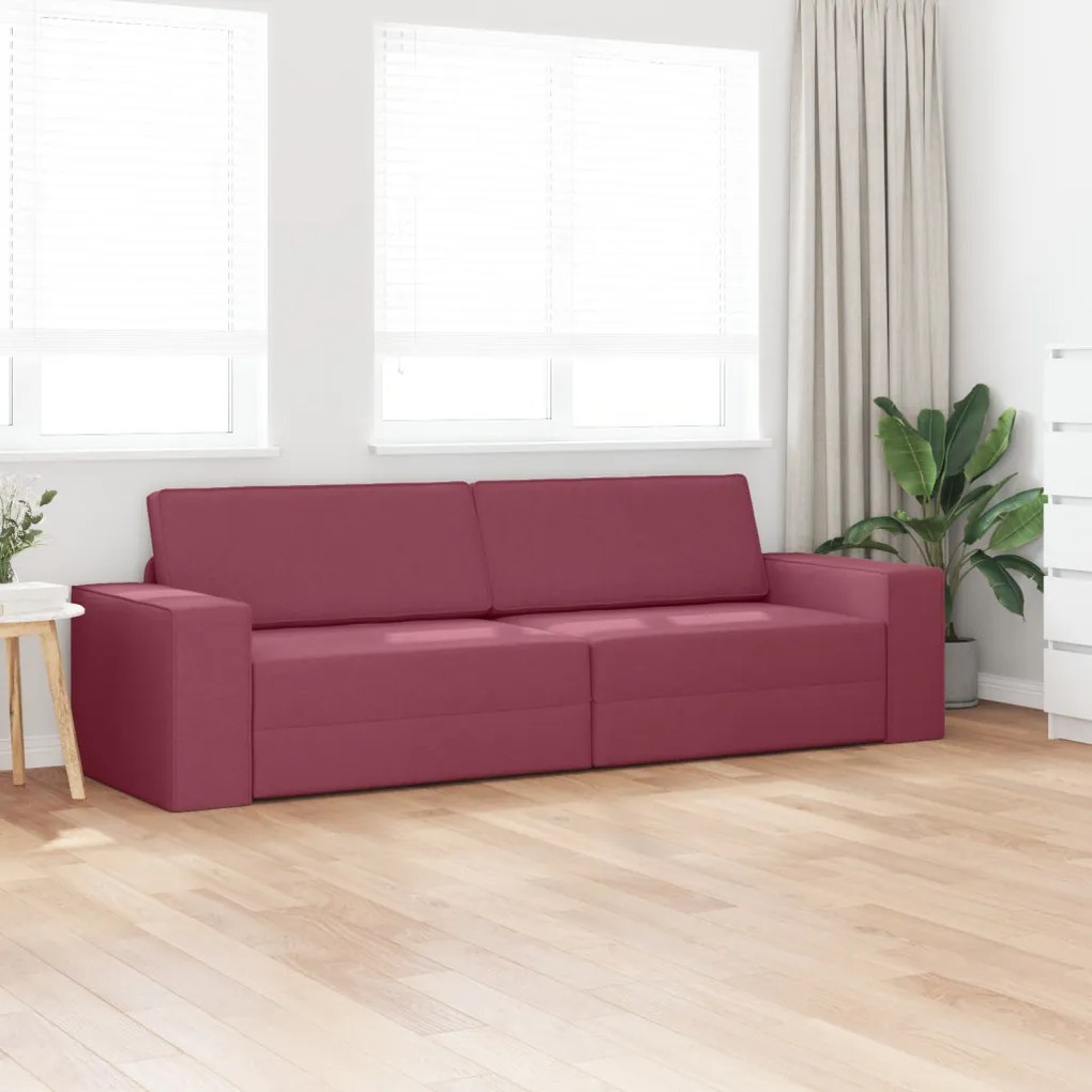Földi Kanapé Ágy 2 az 1-ben Borvörös 245x150x60.5 cm Szövet