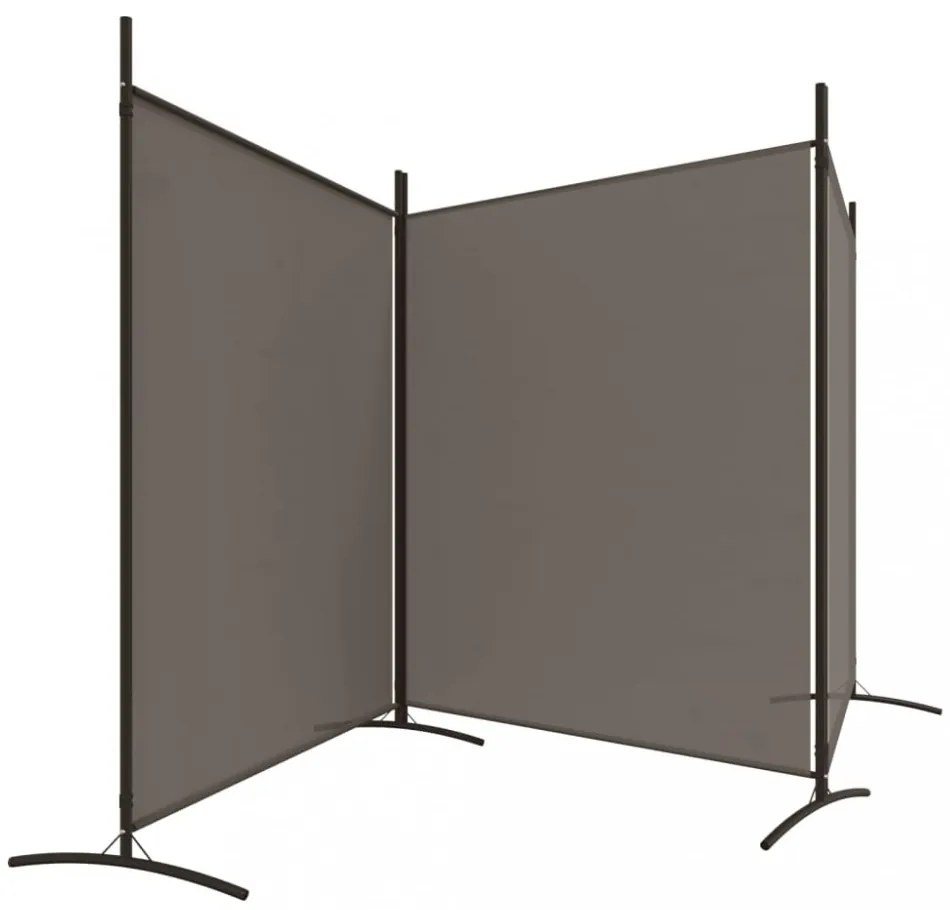3 paneles antracitszürke szövet térelválasztó 525x180 cm