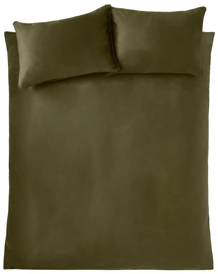 Khaki kétszemélyes-hosszabbított bársony ágyneműhuzat 230x220 cm Kingsley – Catherine Lansfield