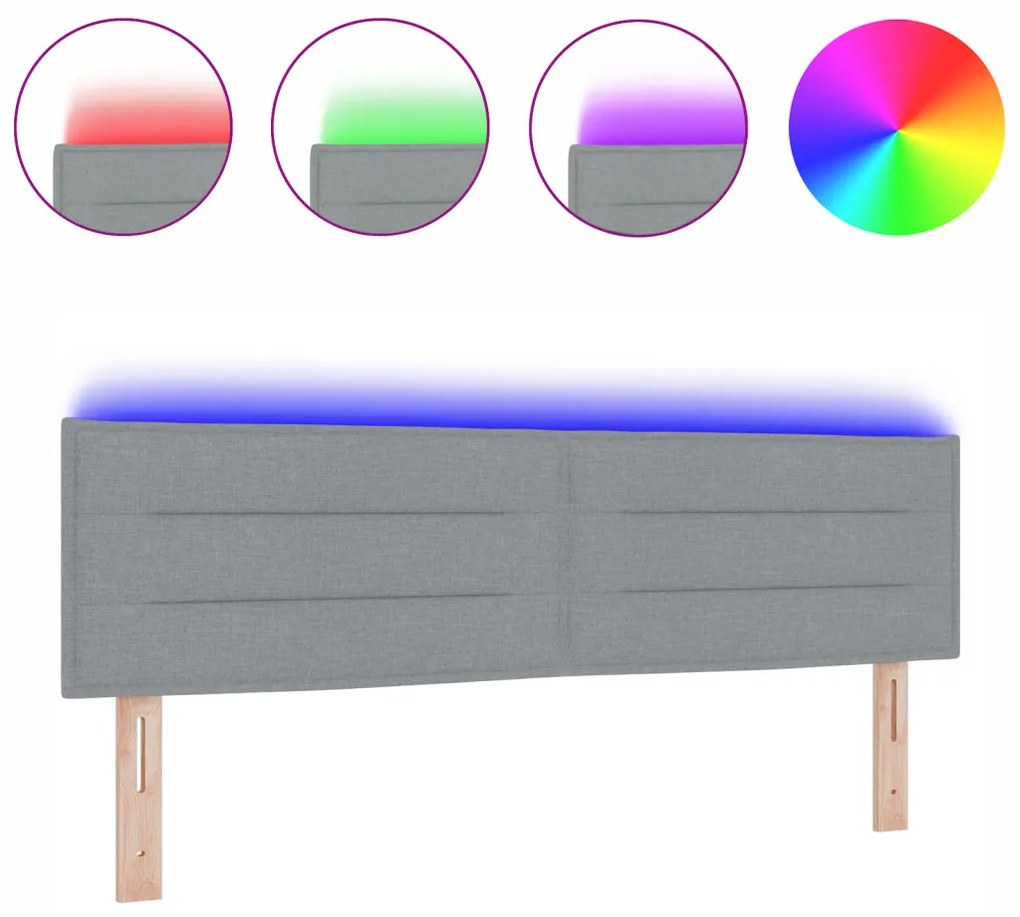LED Ágytámla Vonal Design Világosszürke 72 cm Szövet