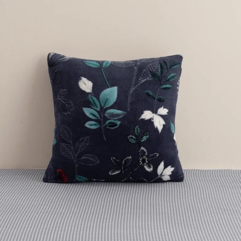 Kétoldalas párnahuzat DUO SENSE NOCTIFLORA 45x45 cm mikroplüss/flanel, sötétkék