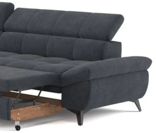 Fekete MARANO balos L-alakú kihajtható sarokkanapé