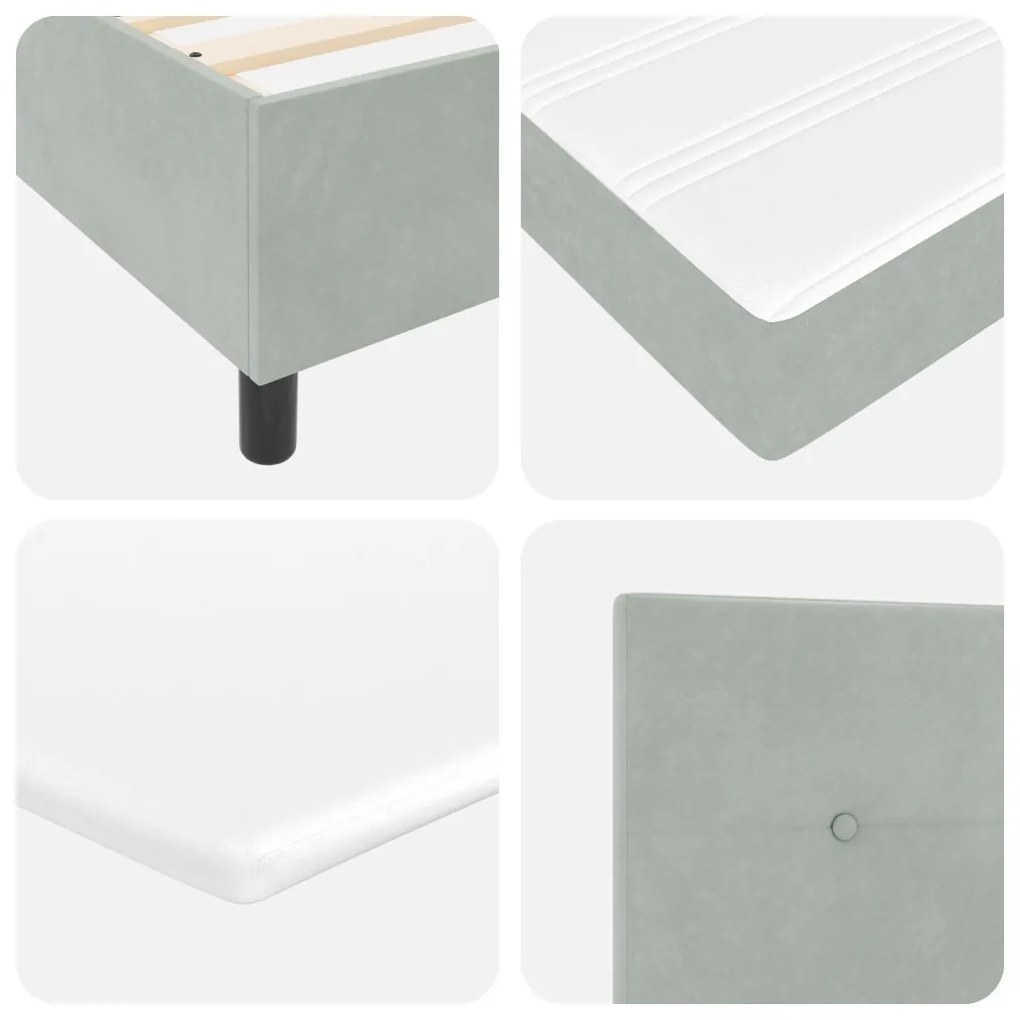 vidaXL Boxspring Ágy Matrac nélkül Világosszürke 140x200 cm Bársonyos