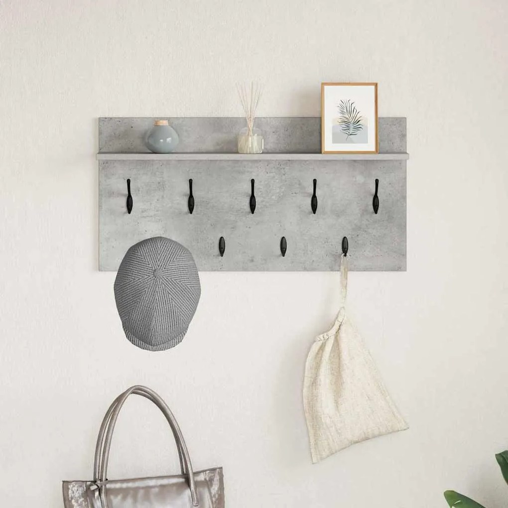 Fali Kabáthorog polcokkal Beton szürke 80 x 40 x 12 cm Faanyag