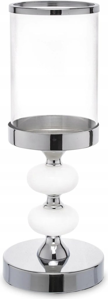 Üveg gyertyatartó fém ezüst csillogás