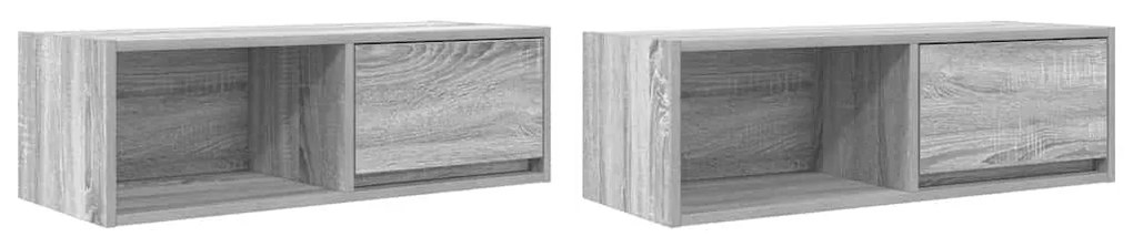 2 db szürke sonoma szerelt fa fali TV-szekrény 80x31x25,5 cm