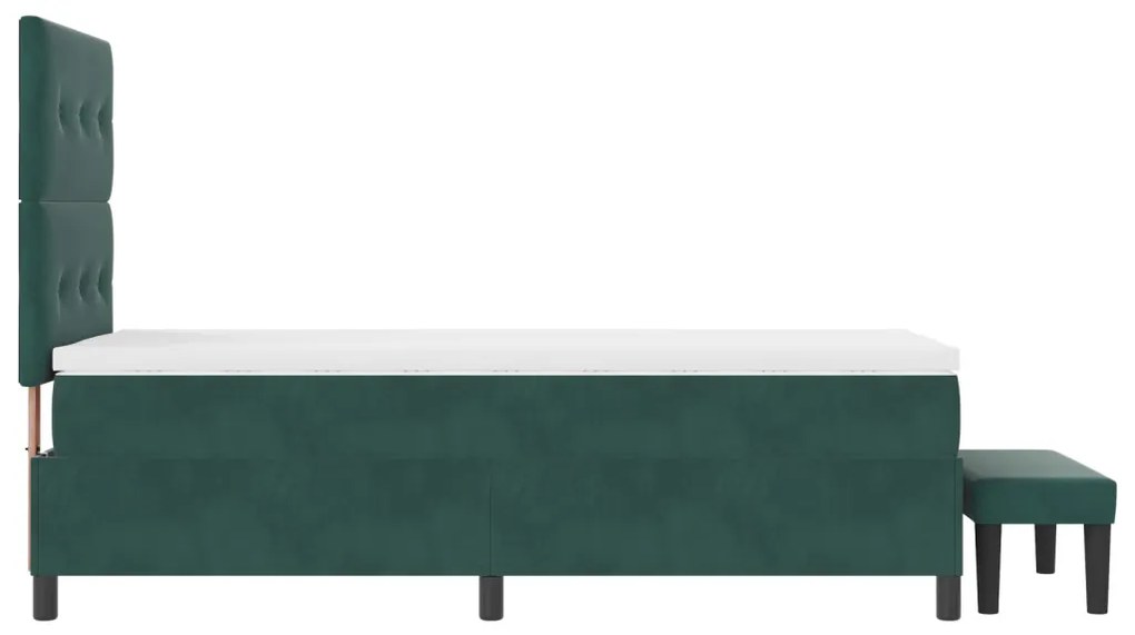 Box Spring Ágy Matraccal & Pad Sötét Zöld 90x190 cm Bársony