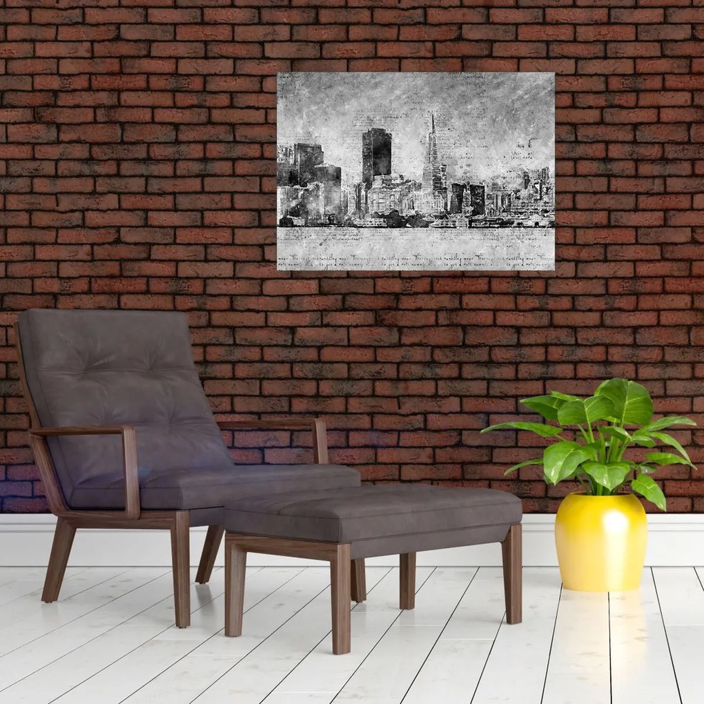 Üveg kép - Kávé művészeti város (70x50 cm)