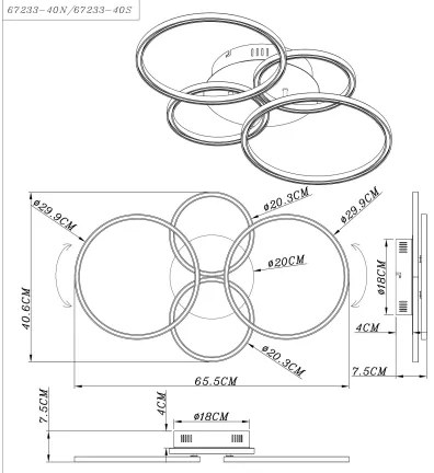 Globo 67233-40S - LED Csillár KENDY LED/40W/230V