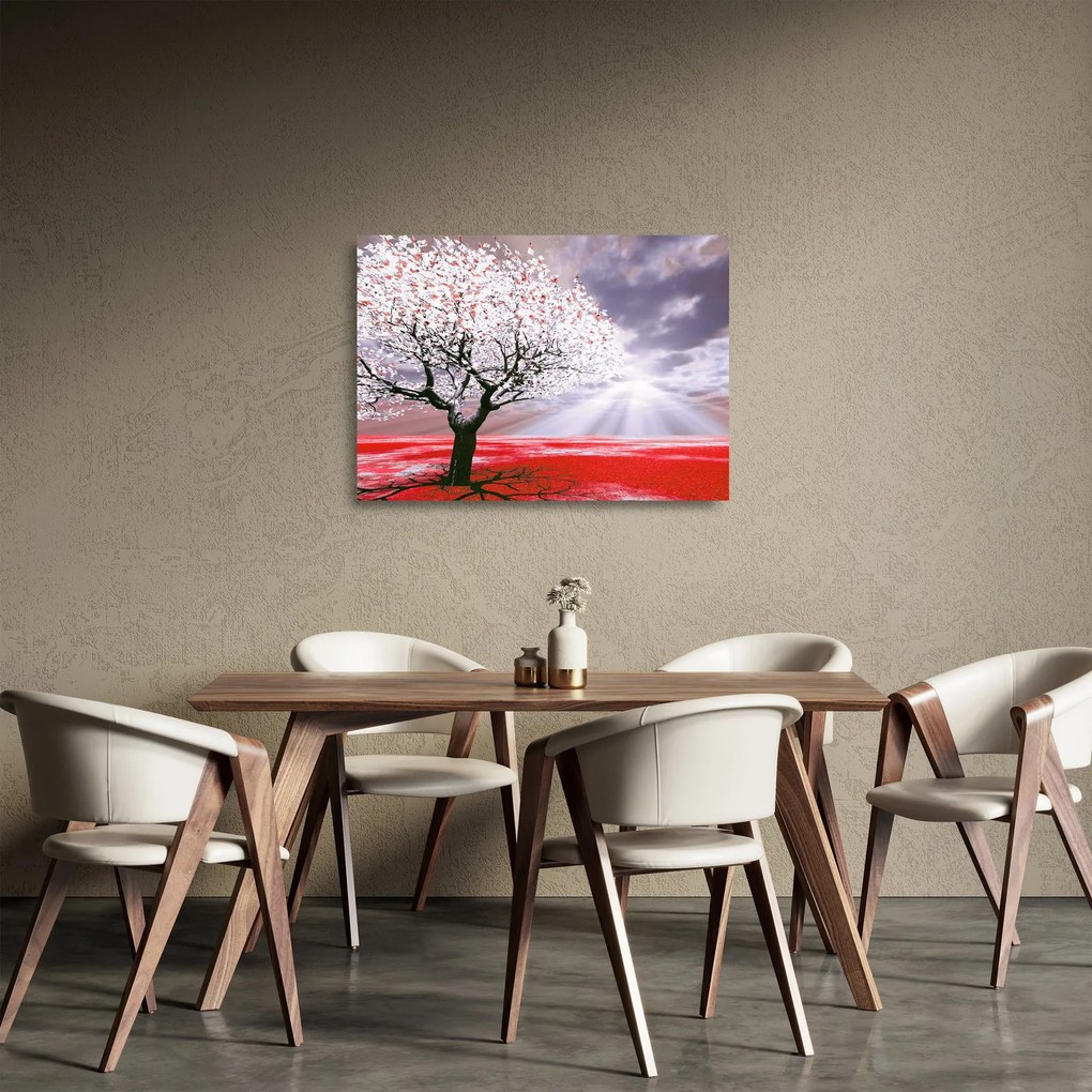 Piros fa kép (üvegen) (70x50 cm)