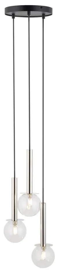 Csillár zsinóron DAISY 3xG9/12W/230V átm. 27 cm fényezett króm/fekete/átlátszó