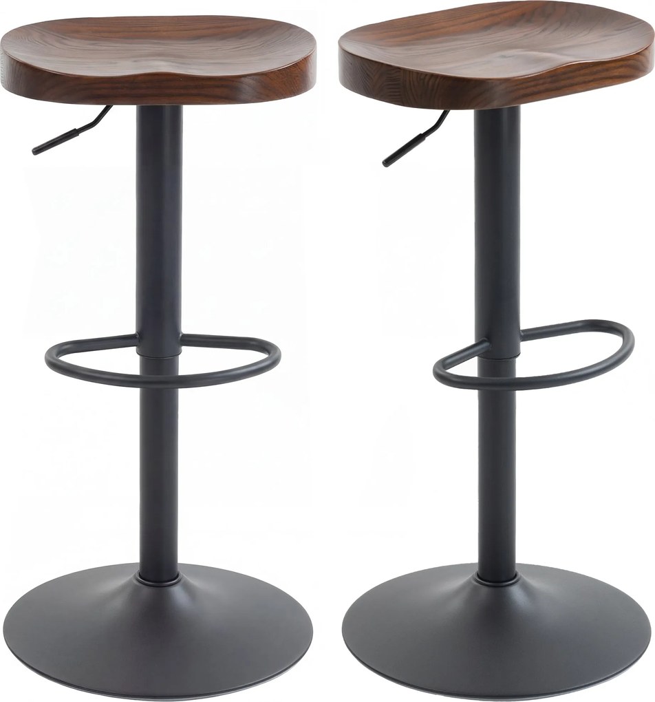 HOMCOM 2 db magasságban állítható, forgatható bárszék szilfa nyereggel, 61–82 cm | Aosom