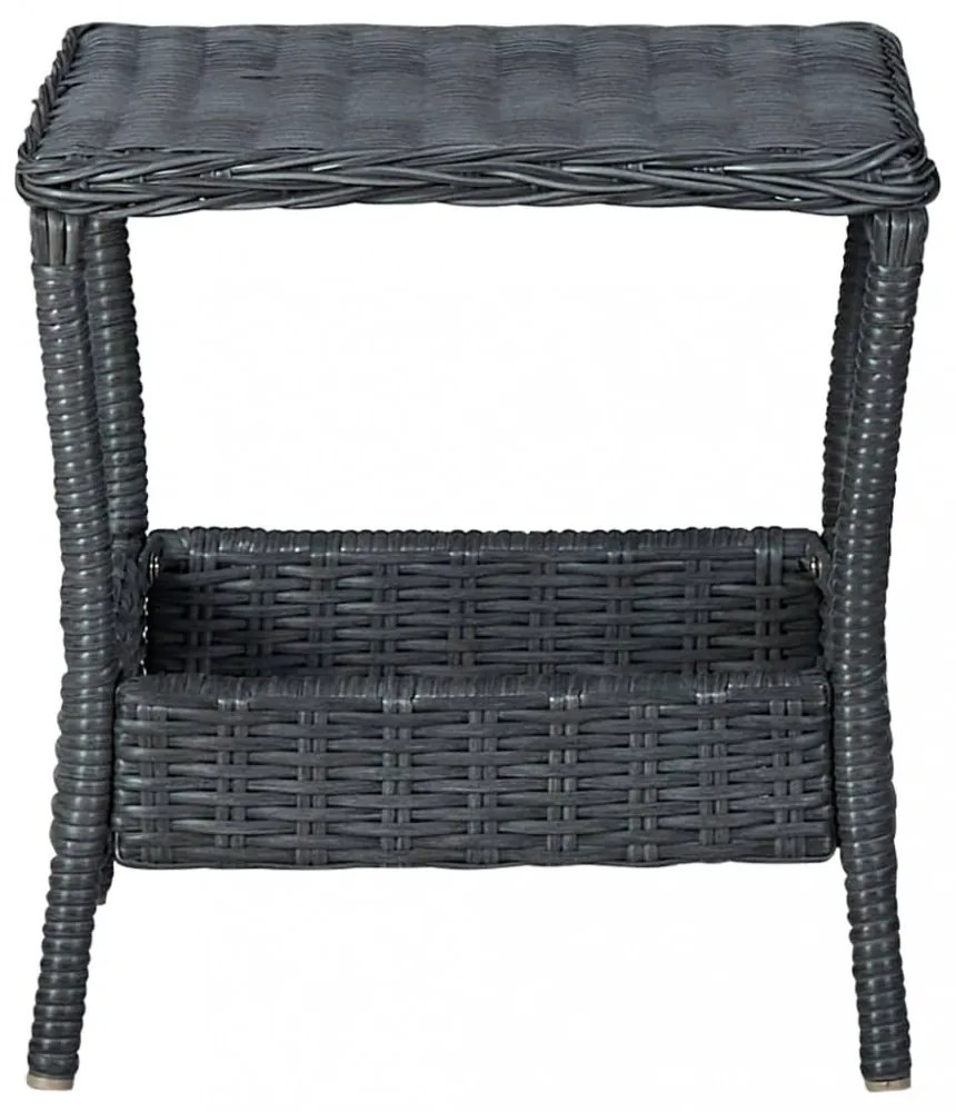 sötétszürke polyrattan kerti asztal 45 x 45 x 46,5 cm