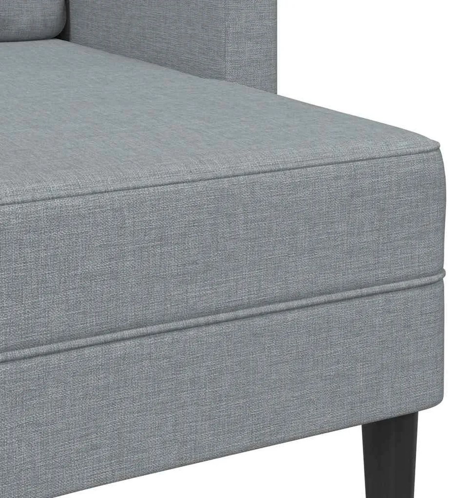 világosszürke anyagból 2 üléses kanapé L-alakú kanapéval 125 cm