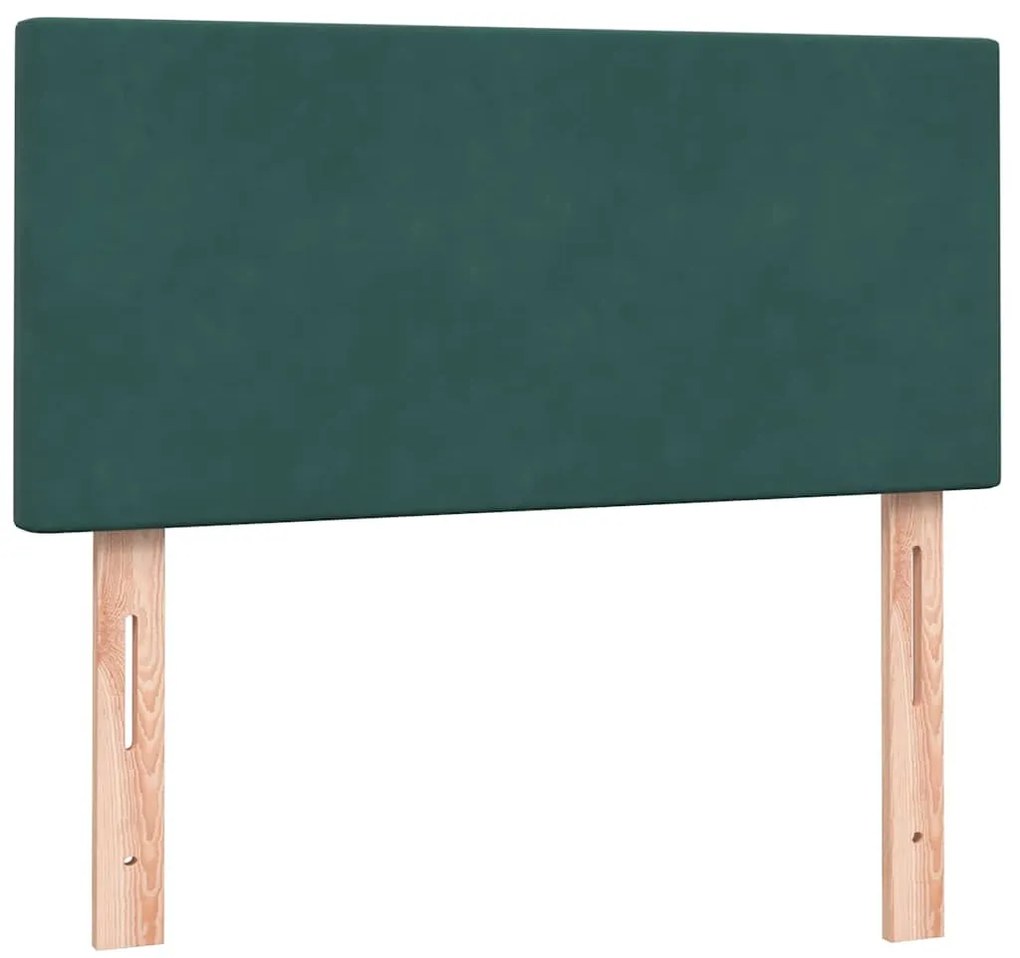 sötétzöld bársony rugós ágy matraccal 80x220 cm