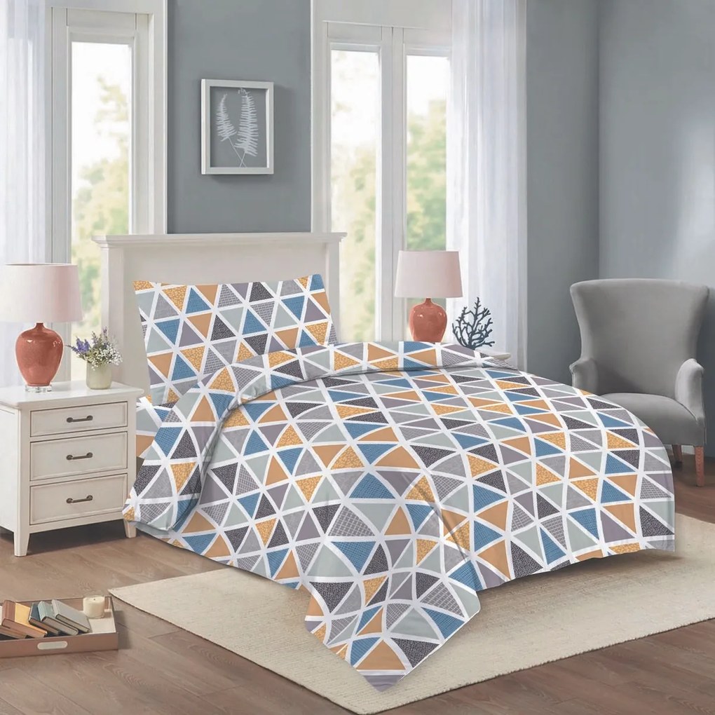 Nela 03 Triangulo pamut ágyneműhuzat, 140 x 200 cm, 70 x 90 cm