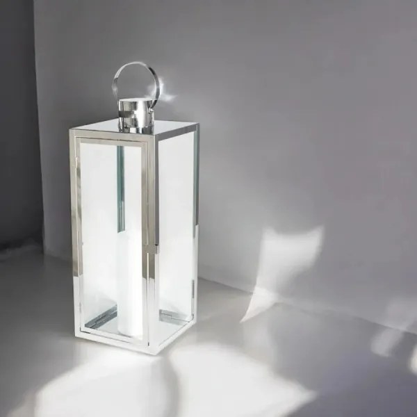 Dekoratív lámpás 63 cm, fényes króm