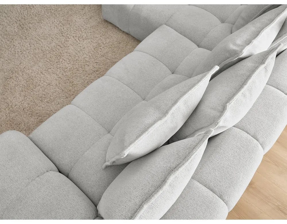 Világosszürke zsenília kinyitható-tárolóhelyes sarokkanapé (bal oldali-heverő résszel) Everest – Bobochic Paris