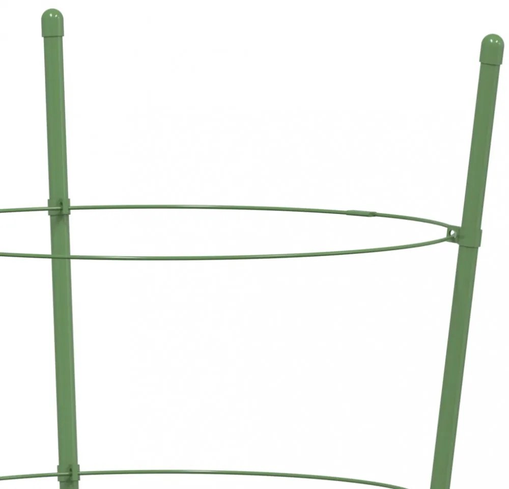 5 db zöld acél kerti növénytámasz 4 gyűrűvel 90 cm