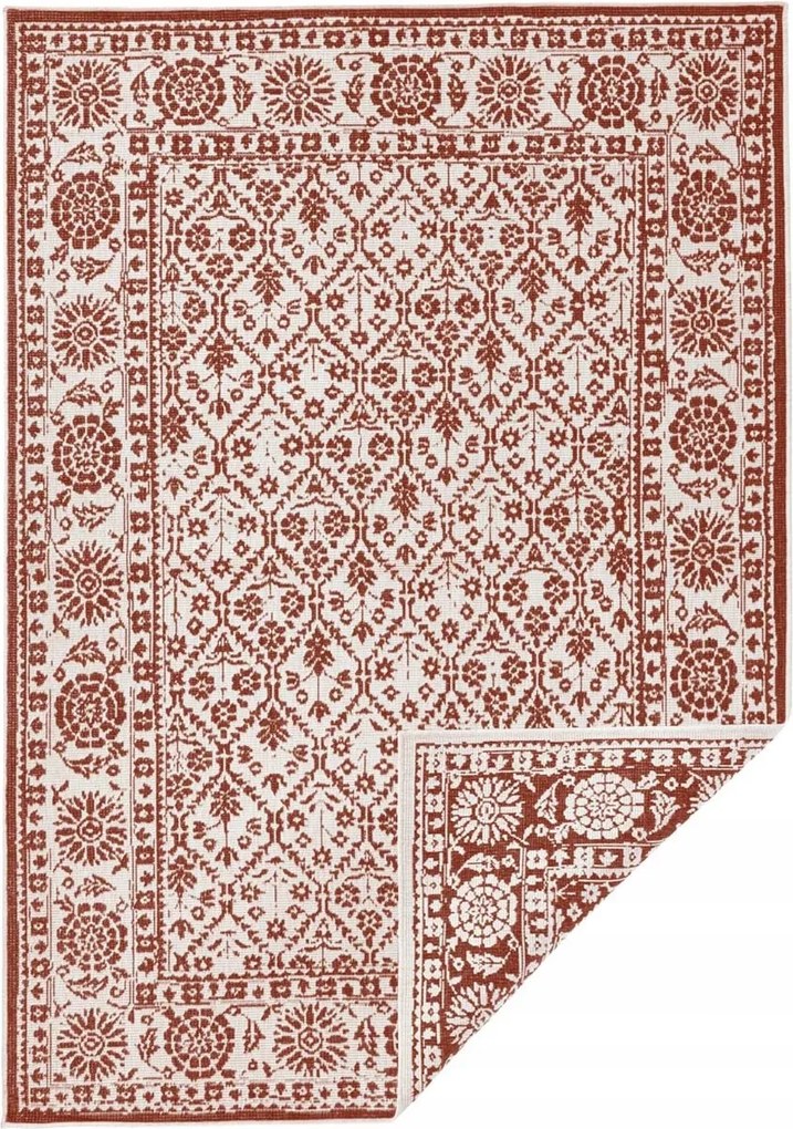 Teraszszőnyeg 120x170, barna krémszínű kétoldalas,lapos szövésű zsinóros