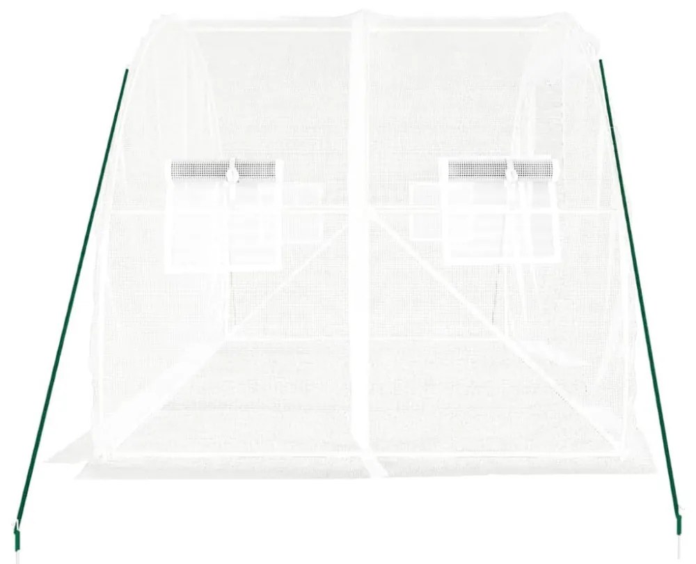 fehér acélvázas melegház 6 m² 3 x 2 x 2 m