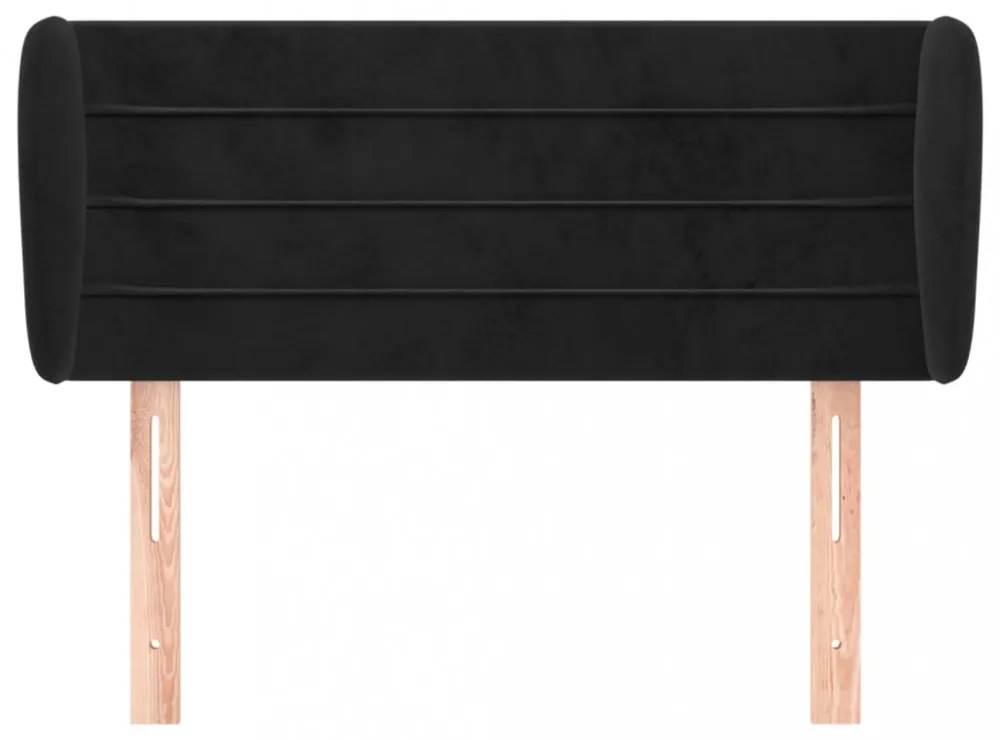 fekete bársony fejtámla szárnyakkal 103x23x78/88 cm