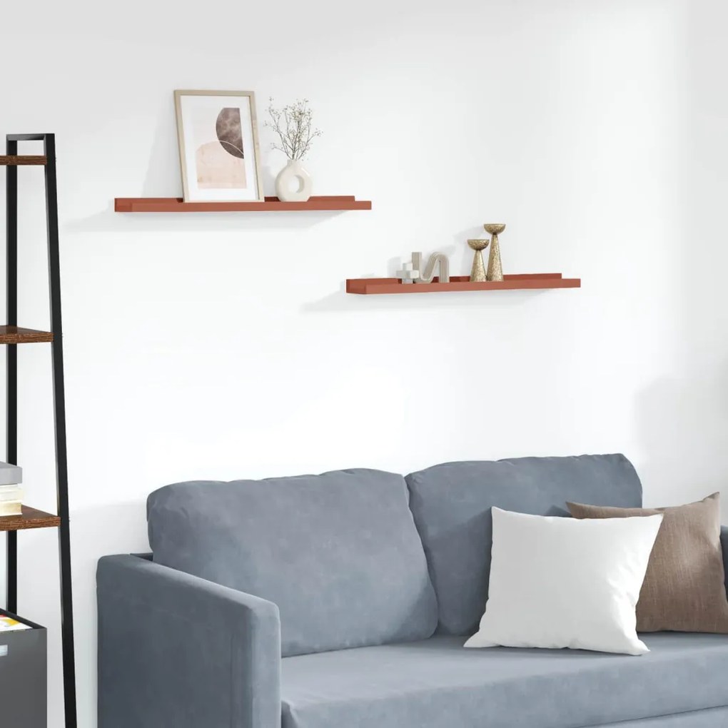 Falpolc polcokkal tárolóval 2 pcs Piros 60 x 9 x 3 cm Faanyag