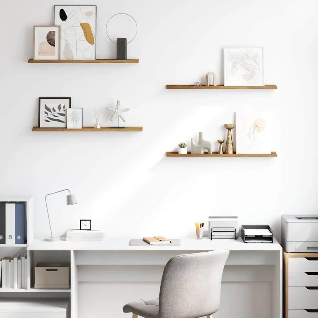 Falpolc polcokkal tárolóval 4 pcs Barna 80 x 9 x 3 cm Faanyag