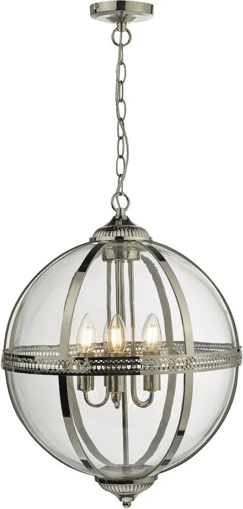 DAR LIGHTING VAN0538 VANESSA Klasszikus Függesztett Lámpa Nikkel, Átlátszó E14 IP20
