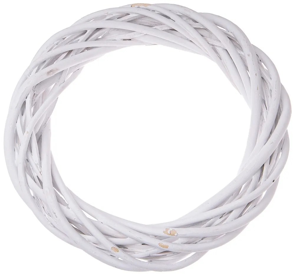 Elemetary fehér fonott koszorú, átmérő 20 cm
